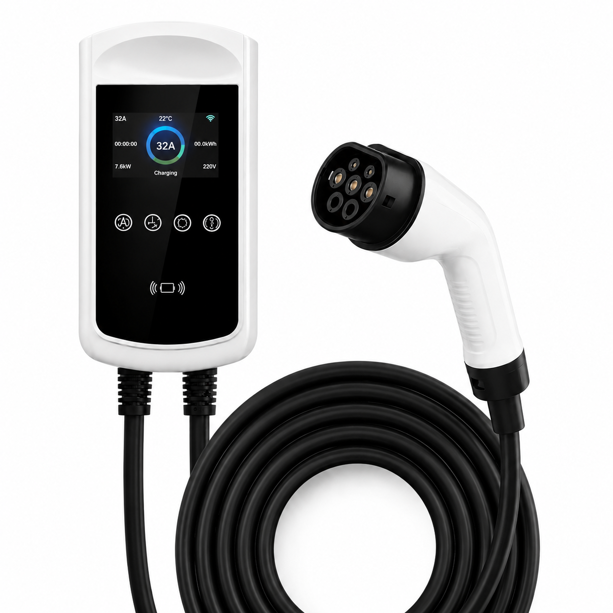 Borne murale + Charcgeur  Type 2, 7,6 à 22kW